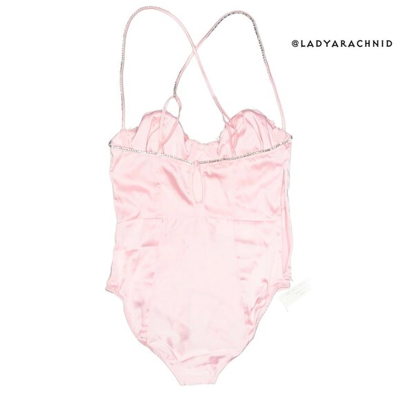 FOR LOVE & LEMONS Skye pink satin bodysuit NWT - Picture 8 of 12